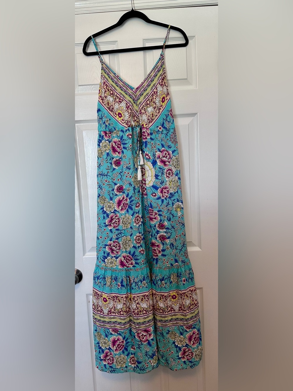 Blue Floral & Horse Print Women's BOHO Maxi Dress - Size XXL fits more like XL